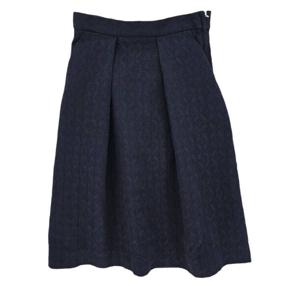 Zara Textured A-Line Skirt Navy Blue S - Picture 1 of 4